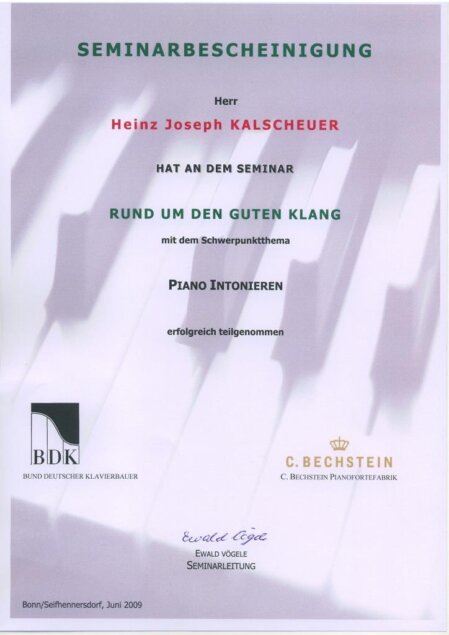 BDK Bechstein Piano intonieren Mit Ewald Vögele, der schwierige Dinge einfach erklären kann!