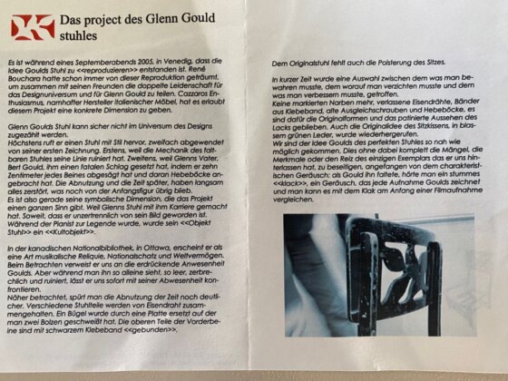 Glenn Gould Stuhl Geschichte Kalscheuer Glenn Goul Chair Replica History